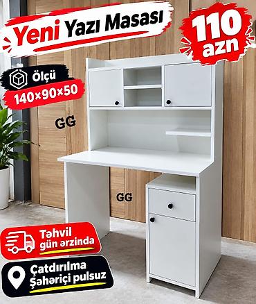 vannali stol: Yeni yazı masası Ölçü: 140×90×50 sm Ağ rəngli funksional dizayn: - — 1