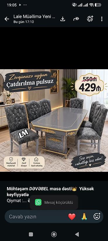 *Möhtəşəm _DƏVƏBEL_ masa dəsti*👑 *Yüksək keyfiyyətlə* Qiymət 