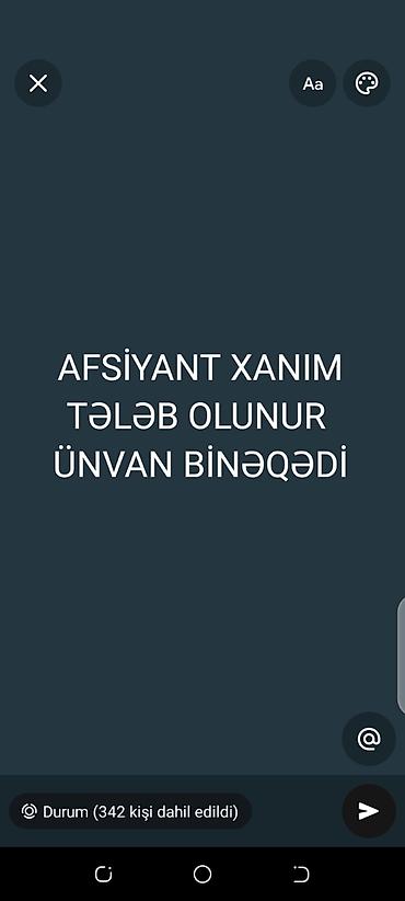 usta yeri: Ofisiant tələb olunur, Təcrübəsiz — 1