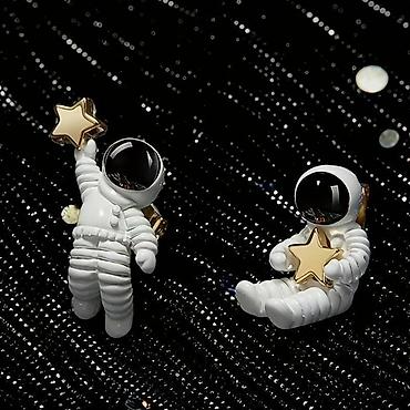 Бижутерия: Клипсы, Серьги сөйкөлөр Г ассиметричные с космические астронавты — 4