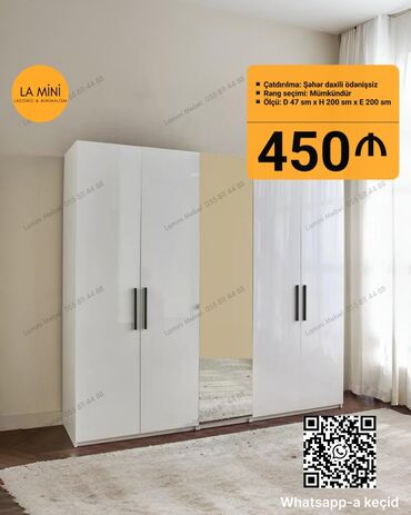 Divanlar: Açılan, 3 qapılı Düz dolab, Qarderob, paltar dolabı