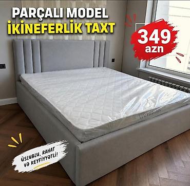 carpayl: Parçalı model iki nəfərlik taxt - Rəng: açıq boz - Yüksək, zolaqlı — 1
