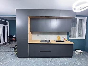 silver kitchen: Кухонный гарнитур в современном стиле - Прямая композиция с высоким — 2