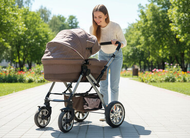 Коляски: Коляска, цвет - Коричневый, Б/у — 1