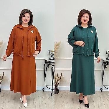 рубашкалар: Повседневное платье, Длинная модель, Трикотаж, Прямое, 3XL, XL, 5XL — 10