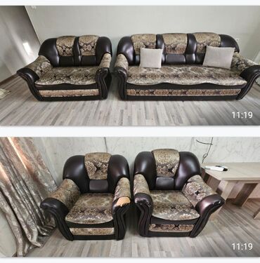 мебели диваны: Прямой диван, цвет - Коричневый, Б/у