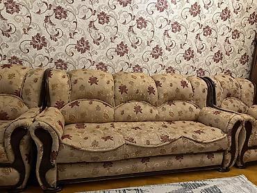 balkon şkaf: Klassik dəst: yumşaq mebel və TV stendi - 3‑lük divan və 2 ədəd geniş — 4