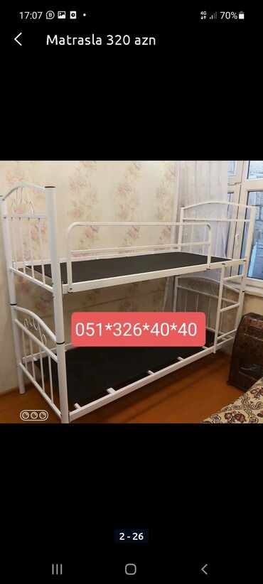 İkimərtəbəli uşaq çarpayıları: Oğlan və qız üçün, Yeni, Çarpayı, Matras ilə, Siyirməsiz — 11