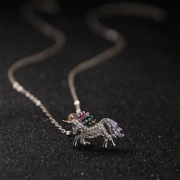 unicorn: Чынжыр цепочка ожерелье Ц с подвеской в виде единорога (пони) — 4