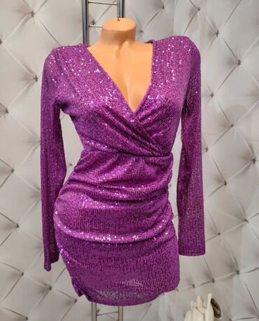 Haljine: 0101 Brand M, bоја - Srebrna, Koktel, klub, Dugih rukava — 2