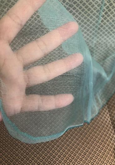 parda tul: Açıq yaşıl rəngdəmaterialı kapron, 80/80 kosınka, çoxdan alınıb — 2