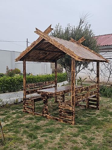 hacioglu mebel fabriki: Bağ, həyət və istirahət sahələri üçün taxta kölgəlikli oturma dəsti — 2