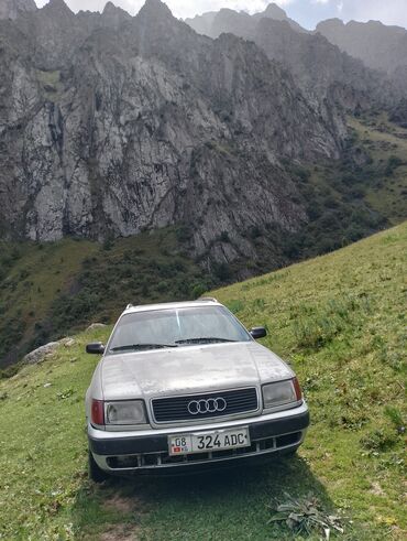 эмблема авто: Седан Audi 100 серебристого цвета с характерными прямоугольными фарами