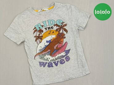 Koszulki: Koszula, 6 lat, wzrost - 116 cm., stan - Bardzo dobry, wzór - Print, kolor - Szary, H&M