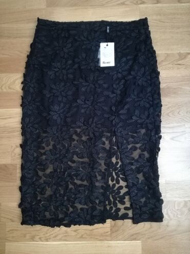 crna kožna suknja kombinacije: M (EU 38), Mini, color - Black