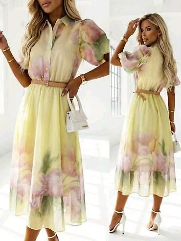 baletanke 37: Midi haljina sa cvetnim printom i pojasom. - Elegantna midi dužina sa — 2