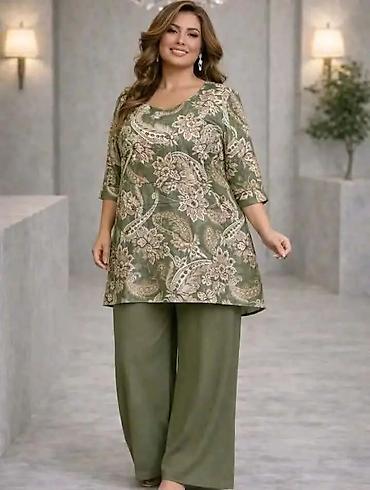 Kompleti: Ženski komplet – tunika i pantalone, plus size - Dvodijelni set — 4