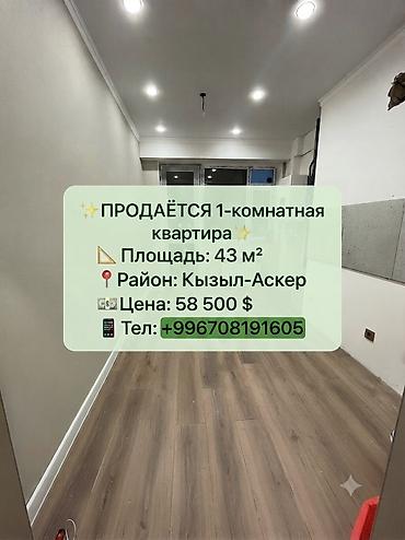 58: 1 комната, 43 м², Кызыл Аскер Элитка, 3 этаж, Евроремонт — 1