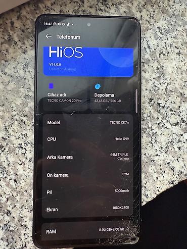 20: Tecno Camon 20 Pro, 256 GB, rəng - Mavi, Barmaq izi — 3