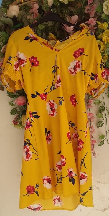 novi sad haljine: M (EU 38), bоја - Žuta, Drugi stil, Kratkih rukava