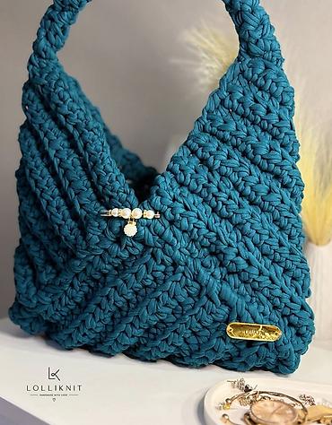 nakit online: Ručno pletena torba – LolliKnit - Model: pletena hobo/shoulder torba — 1