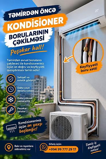 santexnik işi: Xidmət: Təmir başlamazdan əvvəl kondisioner borularının peşəkar — 1