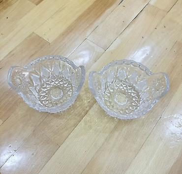 sufre dekoru: XRUSTAL şüşədən 2 ədəd qab dəsti CÜTÜ 30 m YENİDİR - Material: ağır — 1