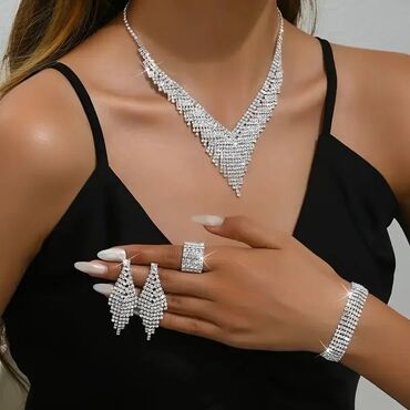 Setovi nakita: Set: Minđuše, Narukvica, Ogrlica, Materijal: Hirurški čelik — 13