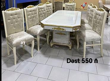 restoran stullari: Qonaq otağı üçün, Yeni, Açılmayan, Dördbucaq masa, 6 stul — 1