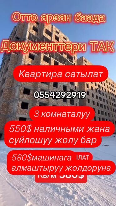 квартира за 30000 долларов: 3 бөлмө, 84 кв. м, Элитка, 8 кабат, ПСО (өзү оңдоп түзөтүп бүтүү үчүн)