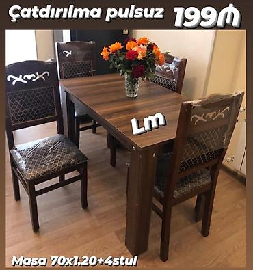 plastik stolar: Mətbəx/Qonaq otağı üçün masa–stul dəsti - Dəst: 1 masa + 4 stul - — 1