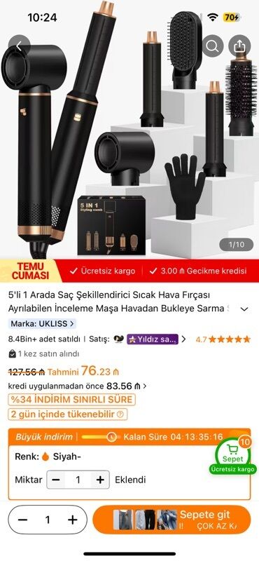 Düzləşdiricilər və ütüfenlər: 5-i 1-də Saç Şəkilləndirici – isti hava fırçası dəsti - Marka: UKLISS