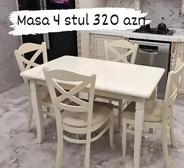 Mətbəx və yemək otağı üçün 1 masa + 4 stul dəsti. - Rəng: açıq