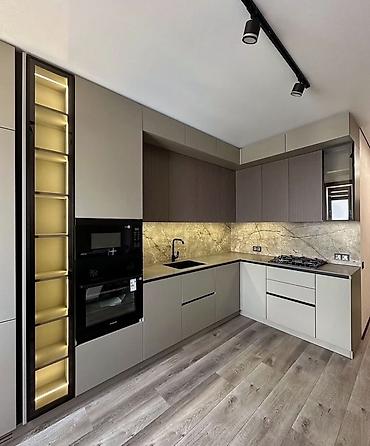 kreditle divan kreslo: Müasir dizaynlı “L” formalı mətbəx mebeli komplekti - Minimalist — 1