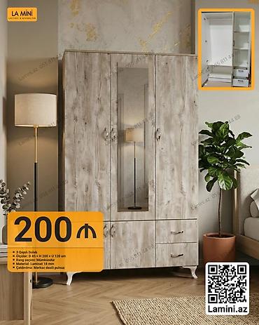 Ev və bağ: 3 qapılı paltar dolabı - Ölçülər: Dərinlik 45 sm x Hündürlük 200 sm x — 1
