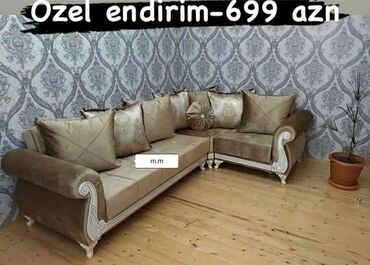 Sifarişlə divanlar: Künc divan, Qonaq otağı üçün, Parça, Bazasız, Açılmayan — 4