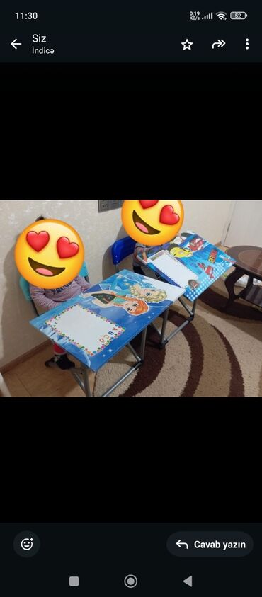 uşaq üçün yemək masası: Oglan ve qiz ucun masa. 3 birinde yemek,yazi,ve lovhe kimi istifade
