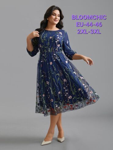 kupaci haljina: 2XL (EU 44), color - Blue, Other sleeves