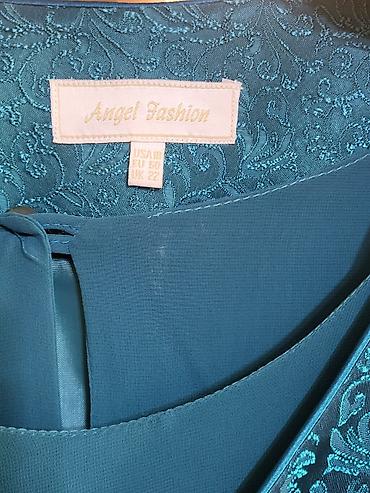 qadın jaketi: Angel Fashion qadın dəsti - Rəng: firuzə-mavi - 3 hissə: jaket, ətək — 3