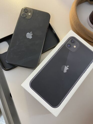 Apple iPhone: IPhone 11, Б/у, 128 ГБ, Черный, Защитное стекло, Чехол, Коробка