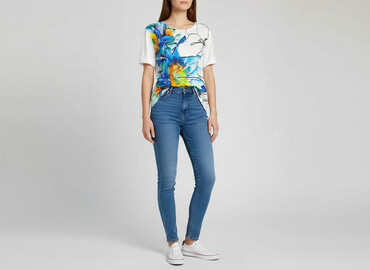 versace t shirty zalando: Zara, T-shirt damski, rozmiar L