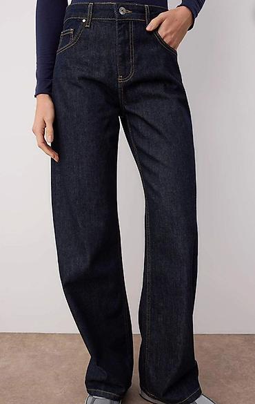 Cinslər: Qadınlar üçün klassik tünd mavı denim şalvar (36 ölçü) - Model: düz — 1