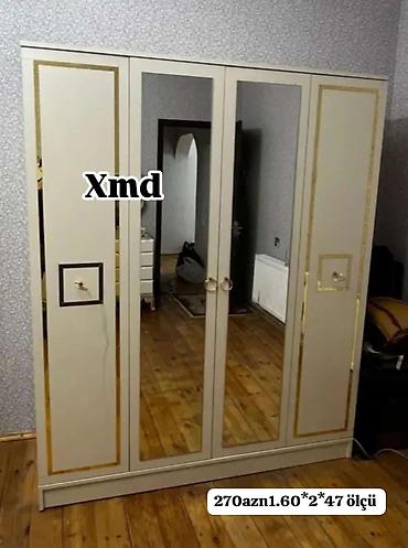 dekor ref: Güzgülü paltar şkafı - 4 qapılı model: ortada 2 ədəd tam boy güzgülü — 1