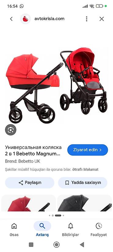 Modullu arabalar: Bebetto Magnum 2-in-1 uşaq arabası - Rəng: tünd qırmızı (bordo), qara — 2