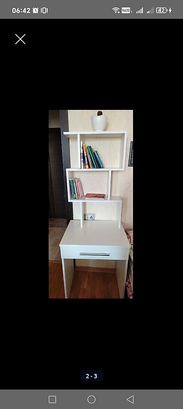 kitab masası: Düz masa, Stulsuz, Polkalı, Siyirməli, MDF — 1
