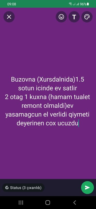 Həyət evləri və villaların satışı: 2 otaqlı, 7 kv. m, Kredit yoxdur, Orta təmir