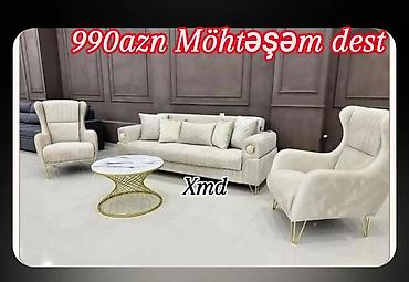 Möhtəşəm mebel dəsti – 990 AZN Tərkib: - 3 nəfərlik divan - 2 ədəd
