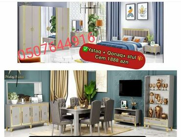 Yataq otağı dəstləri: İkinəfərlik çarpayı, Dolab, Termo, 2 tumba, Azərbaycan, Yeni — 5