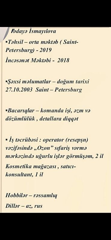 sumqayıtda iş axtarıram: Salam, gündüz qrafiki ilə 5/2 iş axtarıram, məsələn 10:00–19:00