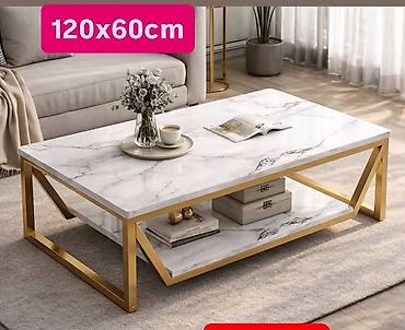 Klub sto 120 x 60 cm – moderan dizajn sa mermernim izgledom -